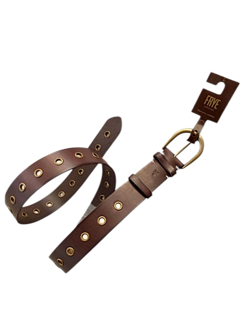 FRYE Grommet Brown Leather Belt